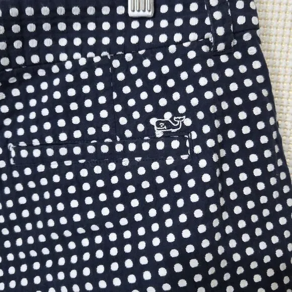 Vineyard Vines Shorts Womens 14 Navy Blue White Polka Dot Chino Day Boat - Picture 6 of 10